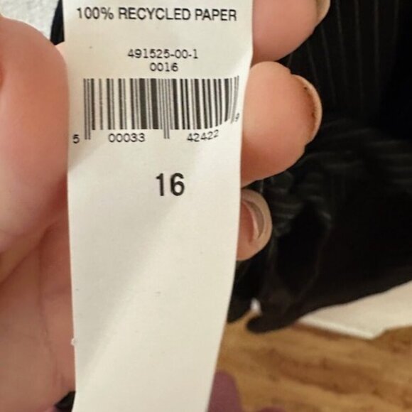 Banana Republic Women's 16 Avery Pants Slacks Black Pinstripe Cloth Tie Waist NW - Picture 6 of 7